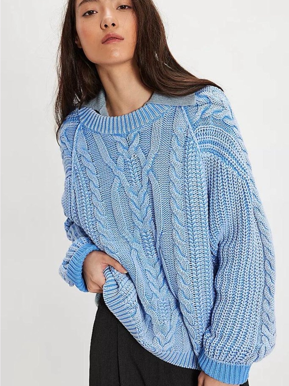 Free People Frankie Cable  Chunky Knit  Sweater 100% Cotton